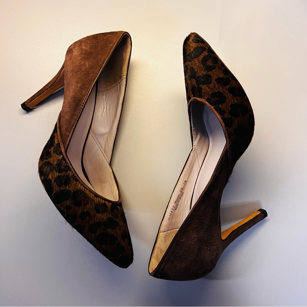 Johnston & Murphy Bovine Leather Calf Hair Pumps SZ 7M Chocolate Brown.